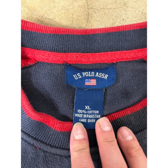U.S. Polo Assn. Vintage Red & Navy Long Sleeve Knitted Sweatshirt 90s Retro XL - Picture 6 of 8